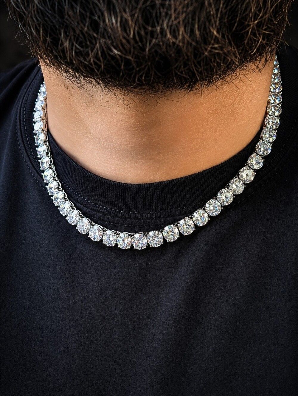 XL 8mm Tennis Necklace in White Gold